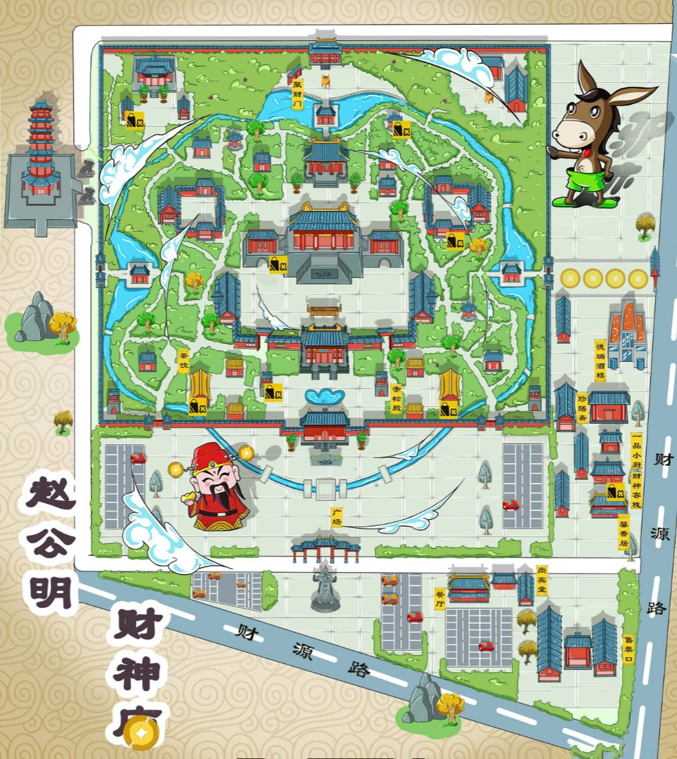 东宁寺庙类手绘地图